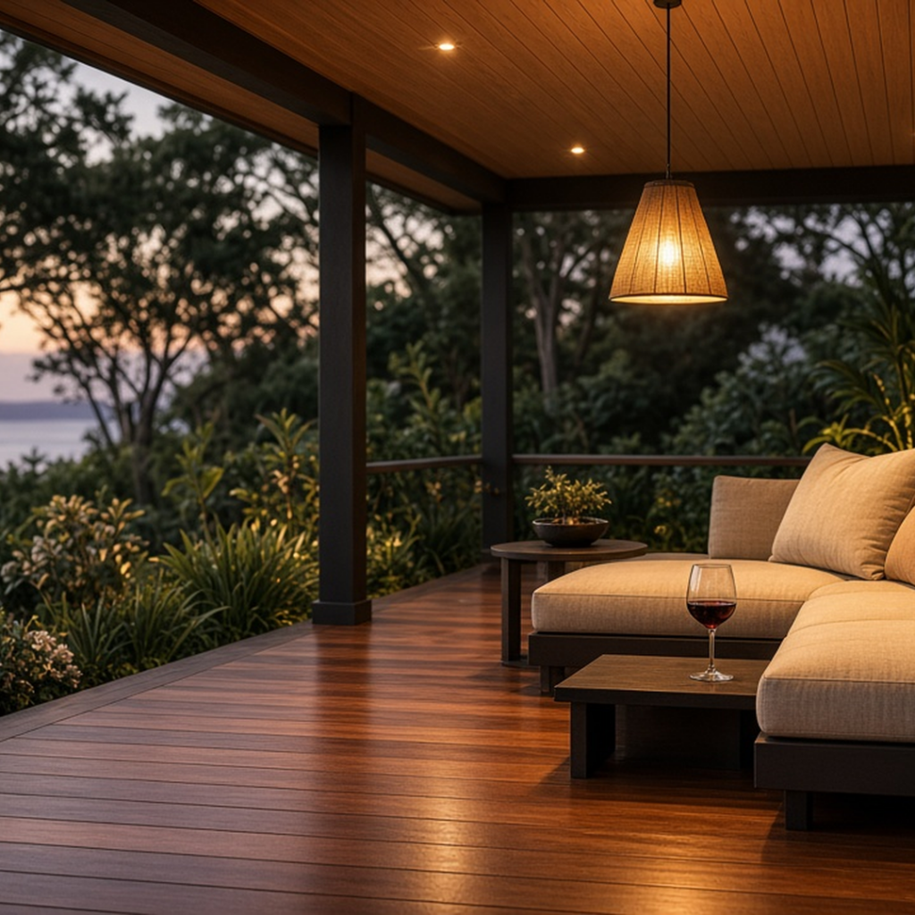 Outdoor veranda at evening